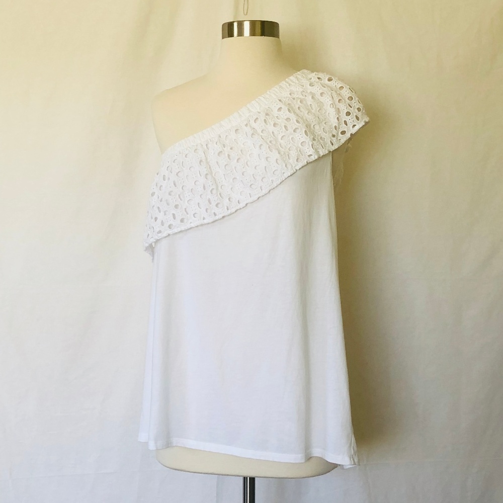 Loft One Shoulder Eyelet Top